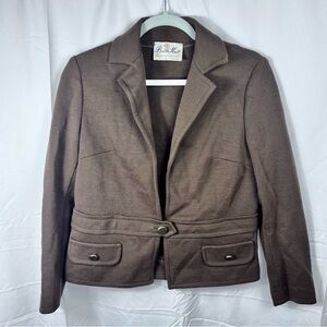 Vintage Butte Knit 100% Wool Blazer Brown Structured Jacket Retro Career Size PL